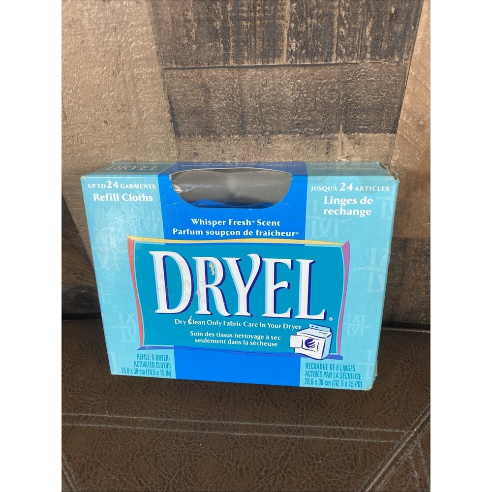DRYEL At Home Dry Cleaning Cloth Refill Whisper Fresh Scent NEW Sealed 2001 P&G